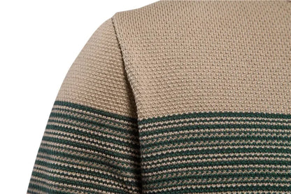 Men’s Casual Striped Sweater with Crew Neck