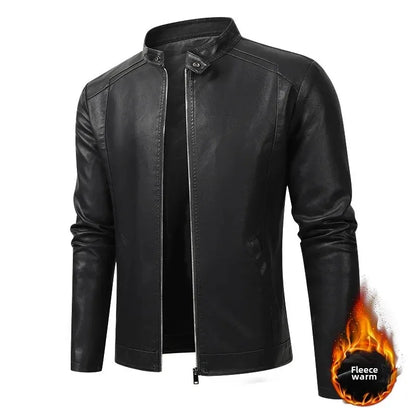 Men’s Biker-Style Jacket with Contrasting Panels and Functional Zippers