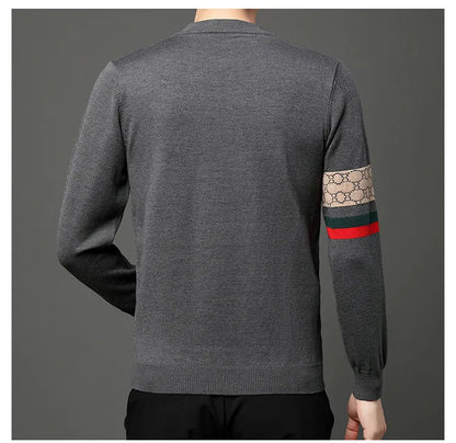 Men’s Slim Fit Knit Sweater with Sporty Sleeve Detail – Urban Elegance with Attitude