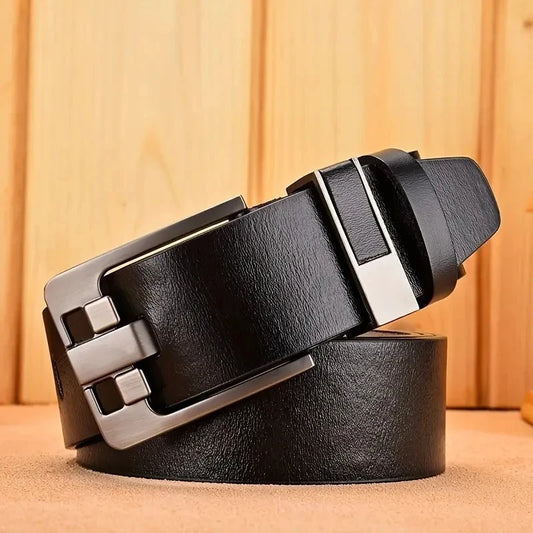 Men’s Genuine Leather Belt with Modern Metal Buckle – Durable and Adjustable