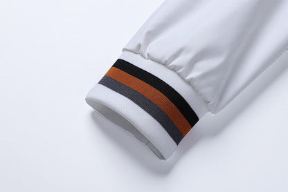 Men’s Casual Sport Jacket with Striped Collar and Cuffs