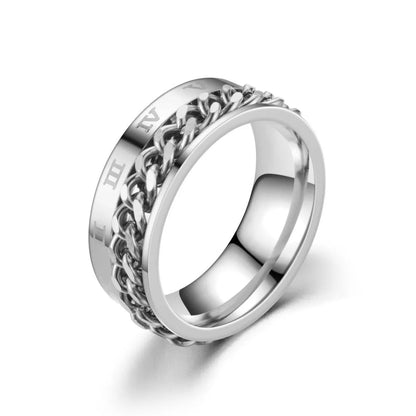 Chain Band Ring – Urban Style with Roman Detailing