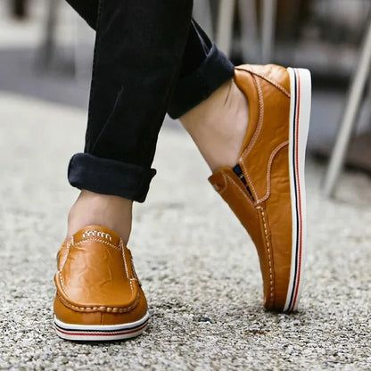 Freizeitschuhe aus Leder für Herren – Niedriger Mokassin, echtes Leder