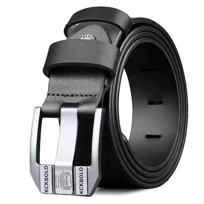Men’s Genuine Leather Belt with Branded Buckle – Stylish and Durable