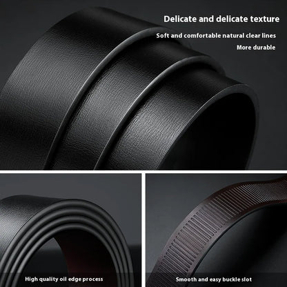 Men’s Leather Belt with Automatic Ratchet Buckle – Elegant and Adjustable