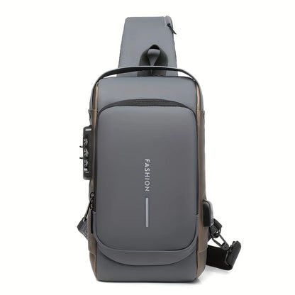 Men’s Anti-Theft Crossbody Sling Bag – USB Charging Chest Pack for Travel, Work & Everyday Carry