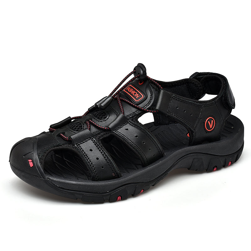 Men's Summer Sandals in Genuine Leather - Casual and Comfortable Footwear