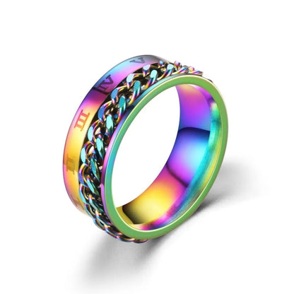 Chain Band Ring – Urban Style with Roman Detailing