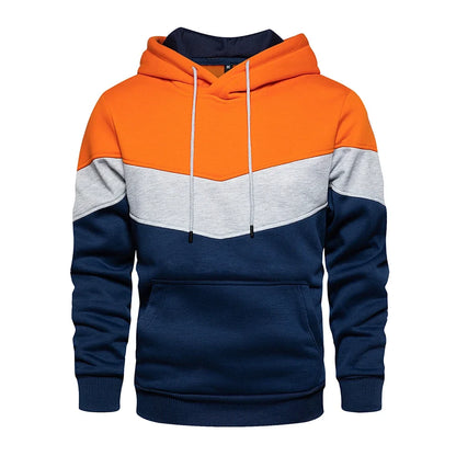Men’s Modern Geometric Panel Pullover Hoodie – Casual Streetwear for Everyday Comfort