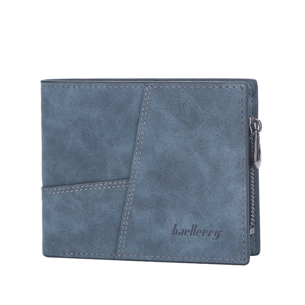 Vertical Men’s Wallet with Minimalist Geometric Stitch Design – Compact and Stylish