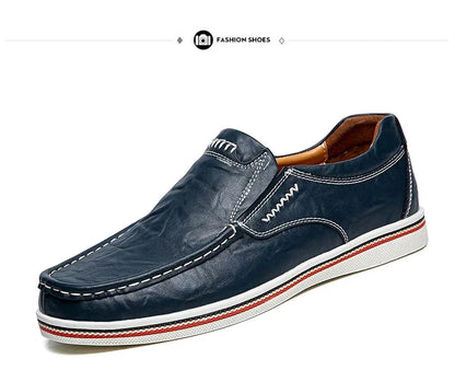 Freizeitschuhe aus Leder für Herren – Niedriger Mokassin, echtes Leder