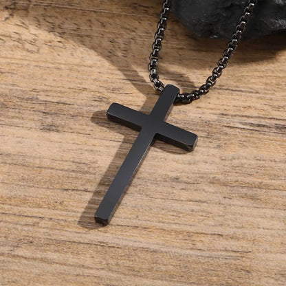 Classic Men's Cross Pendant Necklaces,Waterproof Stainless Steel Cross Collars