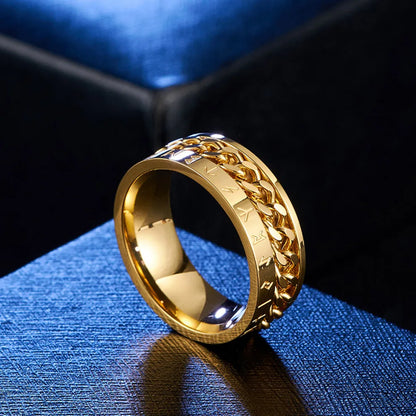 Chain Band Ring – Urban Style with Roman Detailing