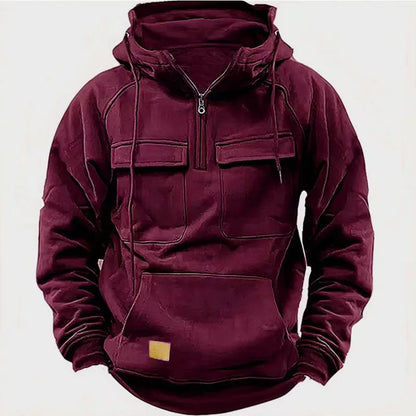 Men’s Hoodie with Front Zipper and Utility Style Chest Pockets