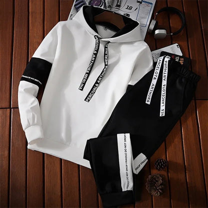 Men’s Bicolor Hoodie – Urban Style with Text Detail