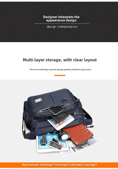 Men’s Crossbody Messenger Bag – Waterproof and Multi-Pocket Design