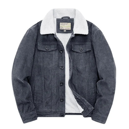 Men’s Workwear-Inspired Jacket with Sherpa Lining and Corduroy Finish