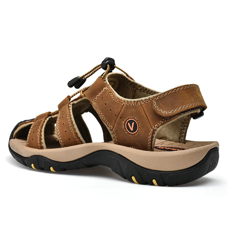 Men's Summer Sandals in Genuine Leather - Casual and Comfortable Footwear