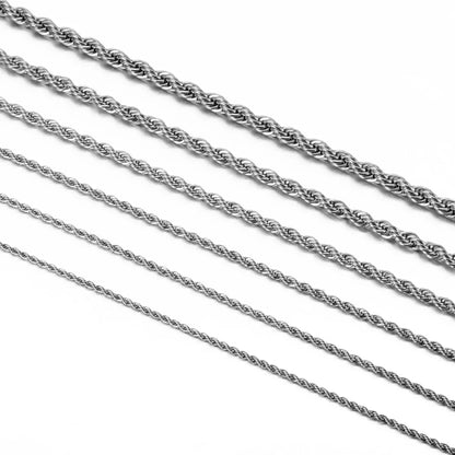 Stainless Steel Rope Chain Necklace – Classic Twist Design