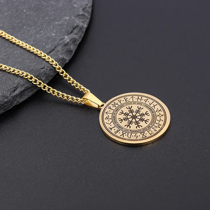 Viking Rune Circle Pendant Necklace