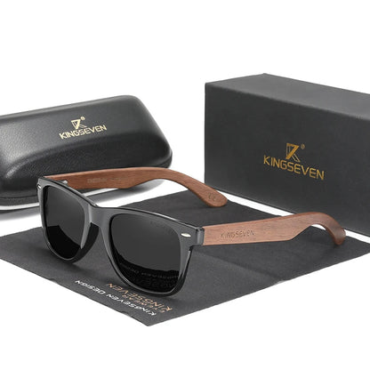 Handmade Men's Wooden Frame Sunglasses with UV400 Protection