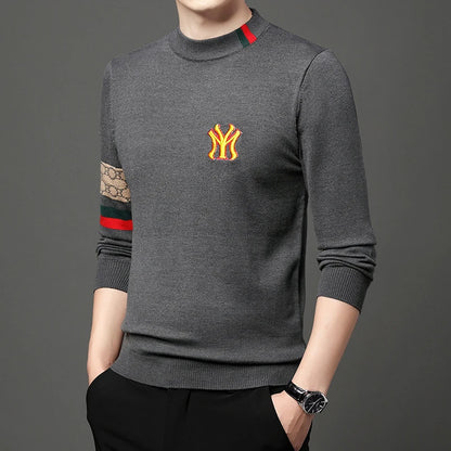 Men’s Slim Fit Knit Sweater with Sporty Sleeve Detail – Urban Elegance with Attitude