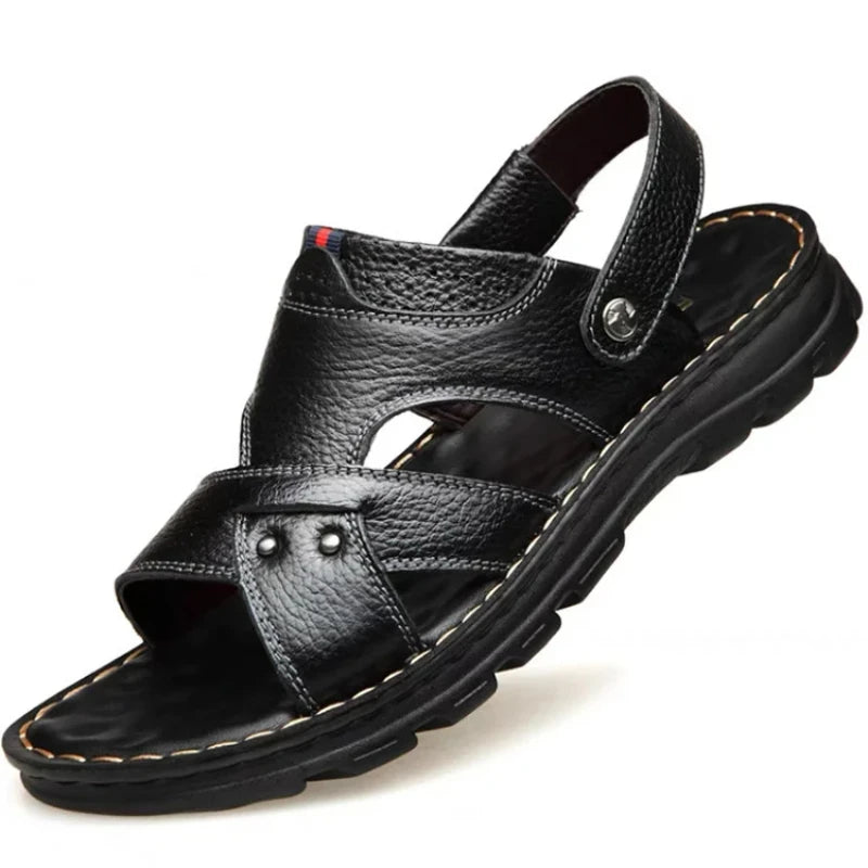 Men's Summer Leather Sandals - Reinforced Men's Shoes Made of Genuine Leather