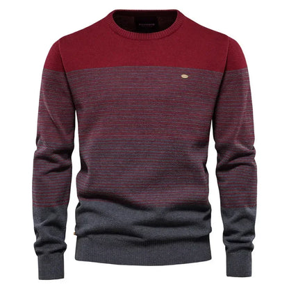 Men’s Casual Striped Sweater with Crew Neck