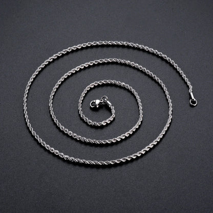 Stainless Steel Rope Chain Necklace – Classic Twist Design
