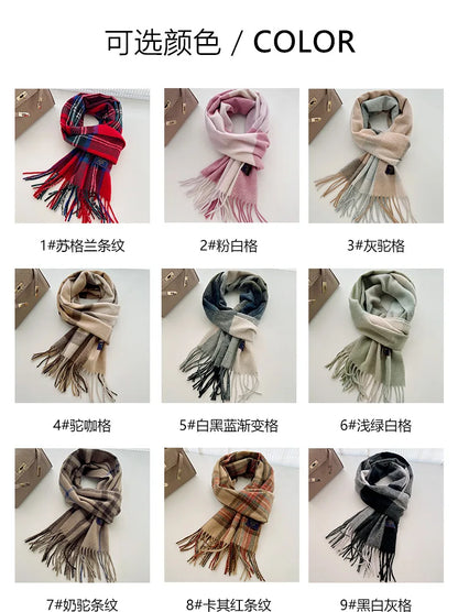 Classic Checkered Scarf with Fringes – Style and Comfort