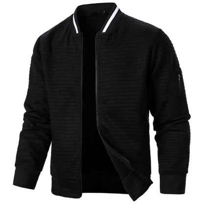 Urban Style Men’s Jacket with Textured Finish and Asymmetrical Zipper