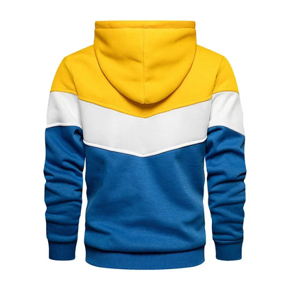 Men’s Modern Geometric Panel Pullover Hoodie – Casual Streetwear for Everyday Comfort