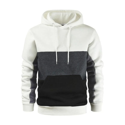 Men’s Modern Geometric Panel Pullover Hoodie – Casual Streetwear for Everyday Comfort