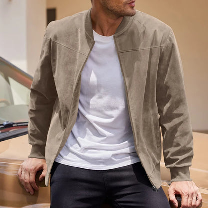 Men’s Minimalist Casual Jacket with Front Zipper Closure