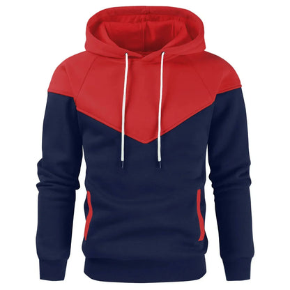 Men’s Modern Geometric Panel Pullover Hoodie – Casual Streetwear for Everyday Comfort