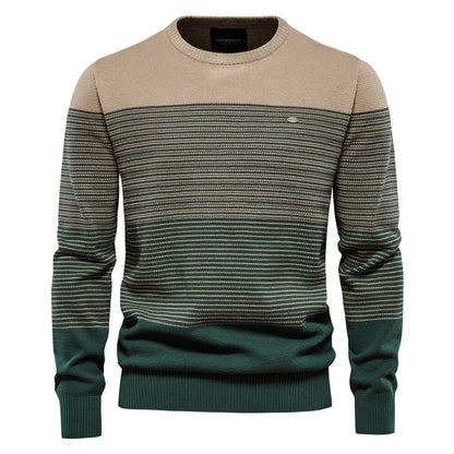 Men’s Casual Striped Sweater with Crew Neck