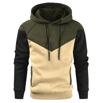 Men’s Modern Geometric Panel Pullover Hoodie – Casual Streetwear for Everyday Comfort