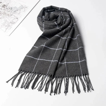 Men’s Checkered Scarf – Stylish with Fringes