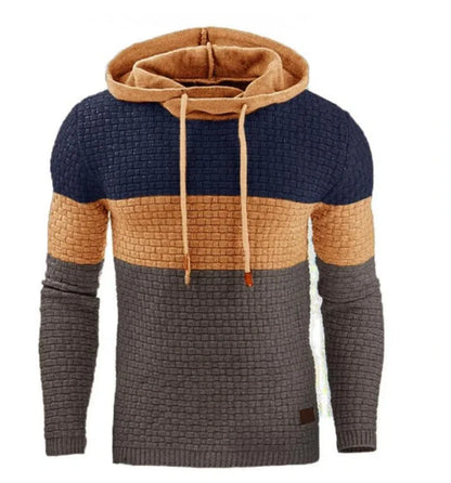 Men’s Textured Knit Pullover Hoodie – Stylish Comfort for Fall and Winter Looks