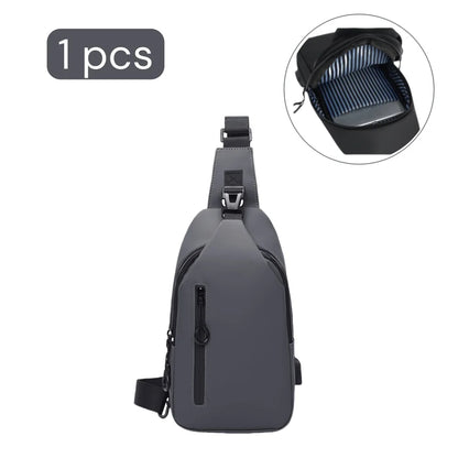Men’s Anti-Theft Sling Bag with USB Charging Port – Waterproof Crossbody Chest Bag