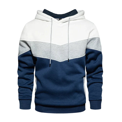 Men’s Modern Geometric Panel Pullover Hoodie – Casual Streetwear for Everyday Comfort
