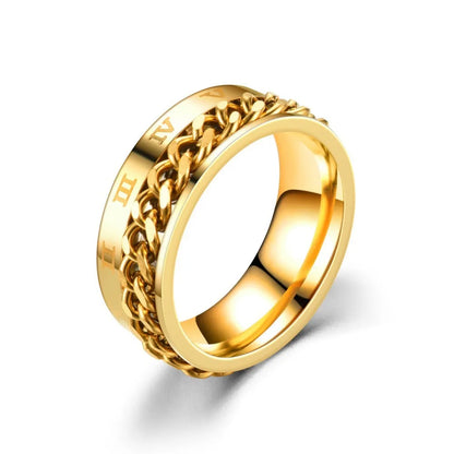 Chain Band Ring – Urban Style with Roman Detailing
