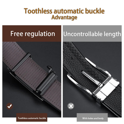 Men’s Leather Belt with Automatic Ratchet Buckle – Elegant and Adjustable