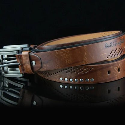 Men’s Casual Leather Belt with Classic Buckle – Durable and Versatile
