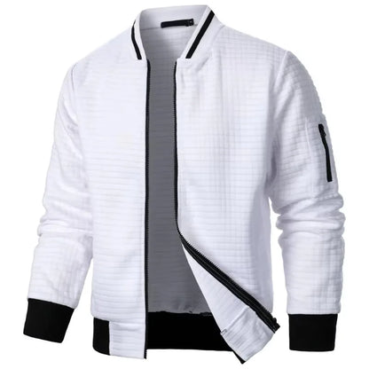 Urban Style Men’s Jacket with Textured Finish and Asymmetrical Zipper
