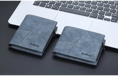 Vertical Men’s Wallet with Minimalist Geometric Stitch Design – Compact and Stylish