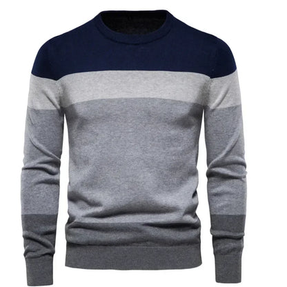 Men’s Casual Striped Knit Sweater – Modern Style for Fall and Winter