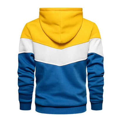 Men’s Modern Geometric Panel Pullover Hoodie – Casual Streetwear for Everyday Comfort