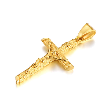 Gold Crucifix Pendant Necklace – Classic Religious Design