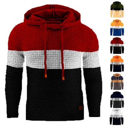 Men’s Textured Knit Pullover Hoodie – Stylish Comfort for Fall and Winter Looks